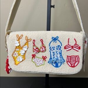 Handcrafted In India | Fun Summer Bikini 👙 Beaded Shoulder Bag w/ Bag Charm